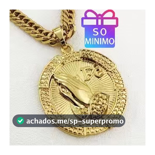 Colar Masculino com Pingente Cadeado Cassino Número 7 - Corrente com Moeda Antiga Banhado a Ouro 18K