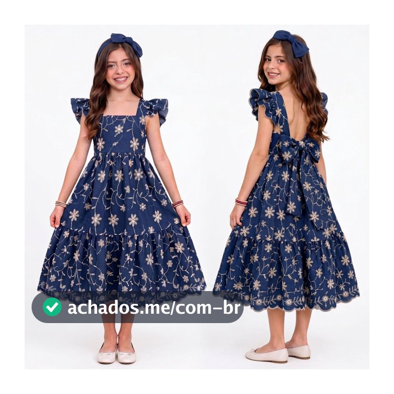 Vestido Juvenil Feminina Lese Algodão com Forro Luxo
