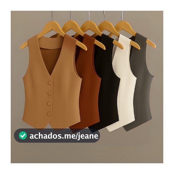 Colete Social Coletinho Feminino Social Premium Confortável Alfaiataria Curto Com Botoes