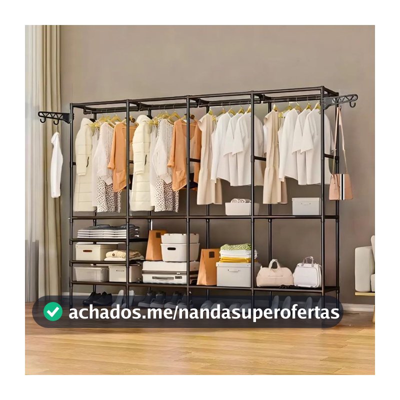 Guarda Roupa Arara Roupeiro Grande Portatil Cabideiro Para Roupa Sapateira Organizador Multiuso Armário bom