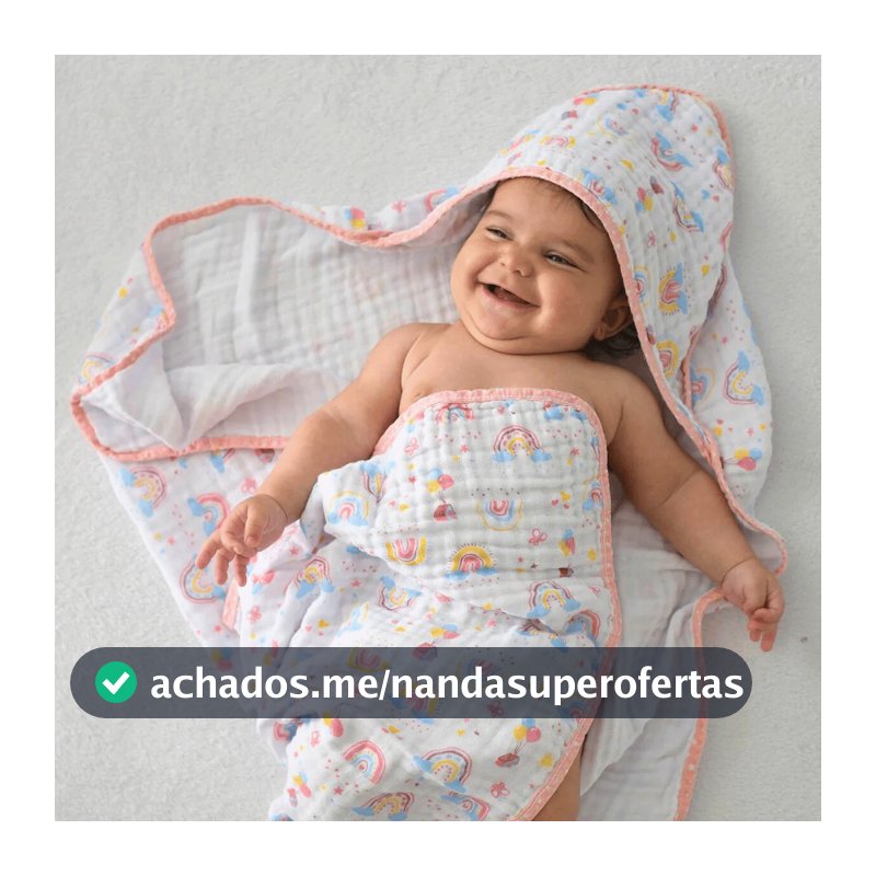 Toalha de Banho Bebê com Capuz 70x70 Soft 100%Algodão Incomfral Bublim Enxoval de Bebe Menino Menina