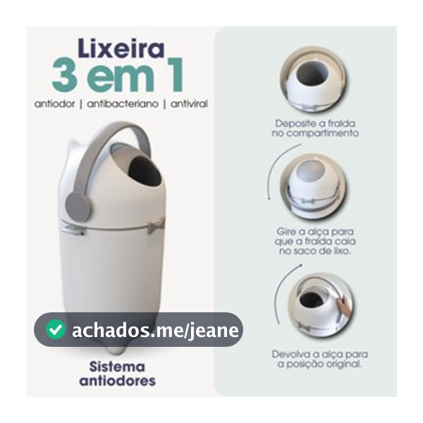 Lixeira Antiodor para quarto do Bebe, Banheiro, fraldas e Pet