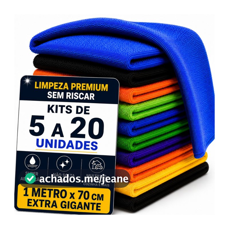Pano Microfibra Extra Gigante Premium 1 M x 70cm -Neves- Multiuso - Chão - Limpeza Geral -Multicores