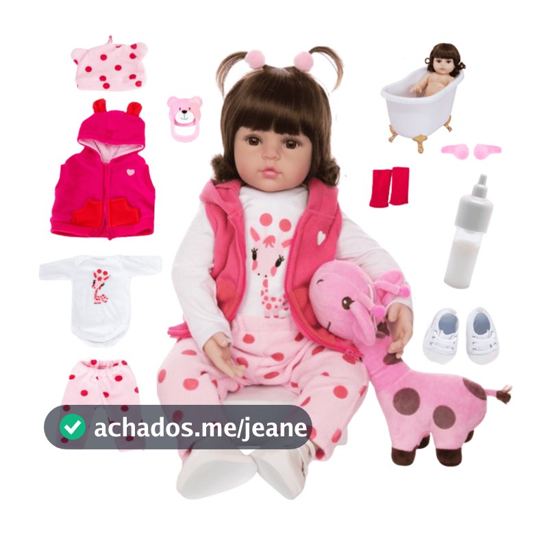 Boneca Bebê Reborn Girafinha Realista Silicone Menina Pode dar Banho