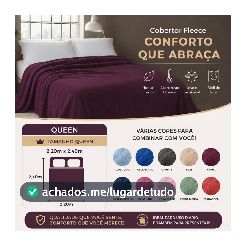 Cobertor Casal Manta de Microfibra Liso Queen 220x240cm – Camesa
