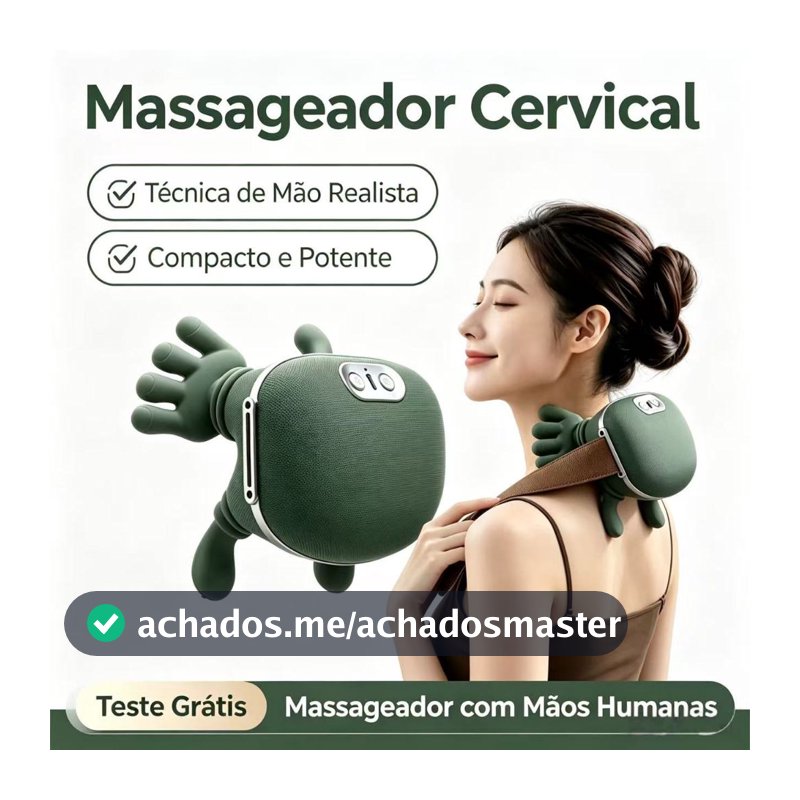 Massageador Elétrico Portátil Alívio P/ Pescoço 3 Intensidades + Aquecimento Infravermelho