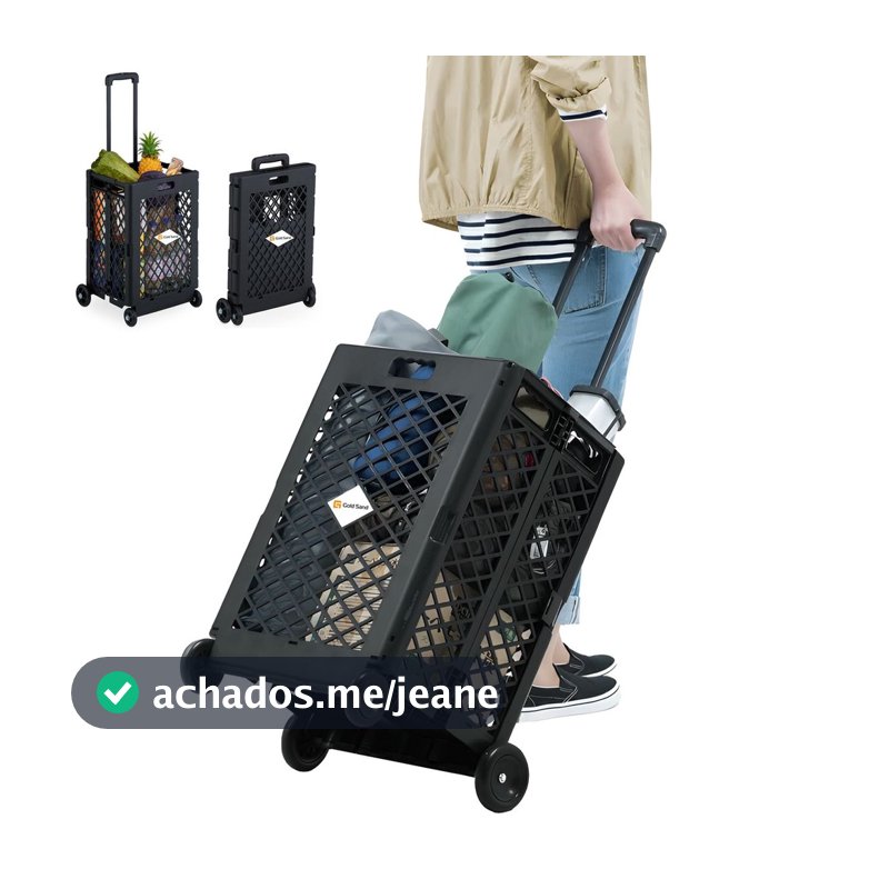 Carrinho Compras Feira Cesta Dobrável C/ 4 Rodinhas 25Kg 60L