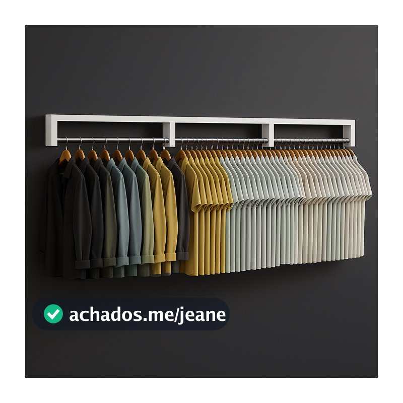 Kit de até 3 Cabideiro de Parede Closet Arara de Roupas Quarto MDF Branco 60 CM