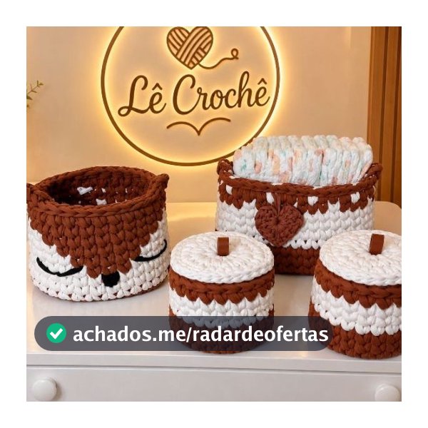 kit higiene bebê em fio de malha 4 peças