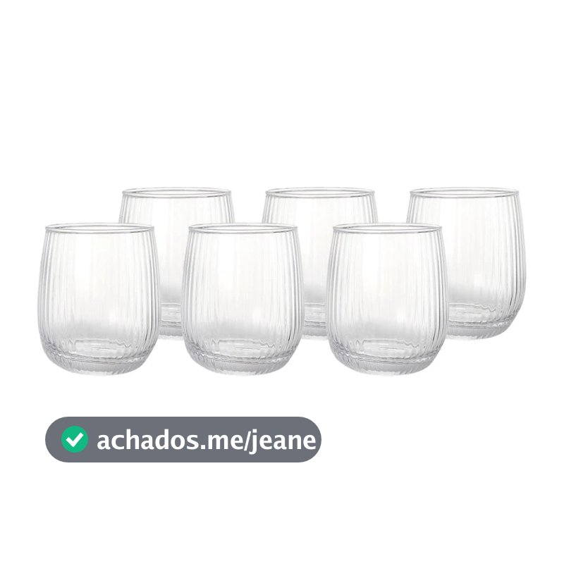 Conj. 6 Copos Baixos em Cristal Syrah Transparente 340ml Lehavi