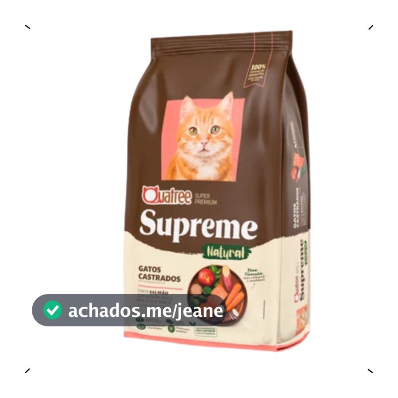 RAÇÃO QUATREE SUPREME GATO CASTRADO SALMÃO 10KG