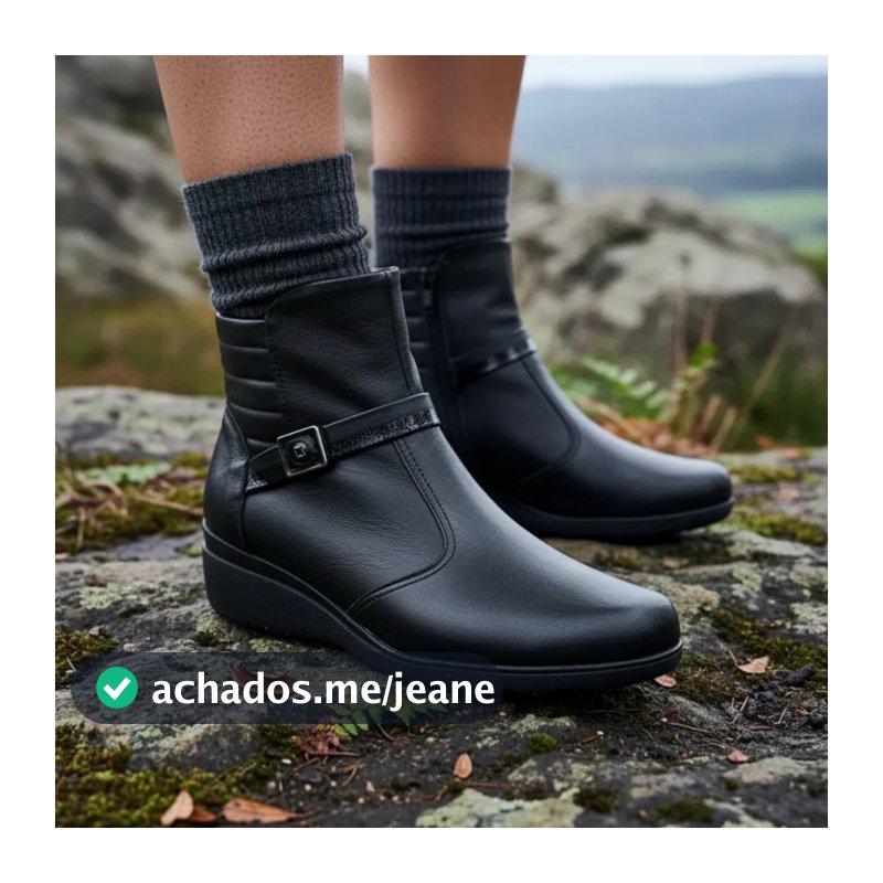 Bota Piccadilly Cano Curto Salto Médio Anabela Zíper Forrada