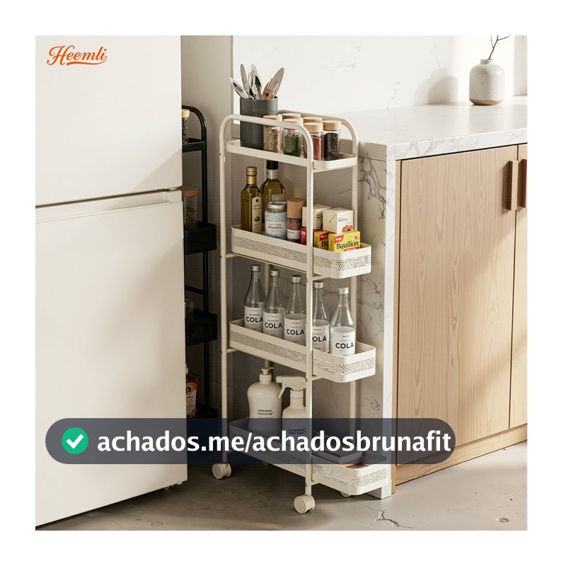 Heemli Carrinho Organizador Estreito 4 Andares com Rodinhas, Móvel Resistente para Cozinha Banheiro e Espaços Pequenos