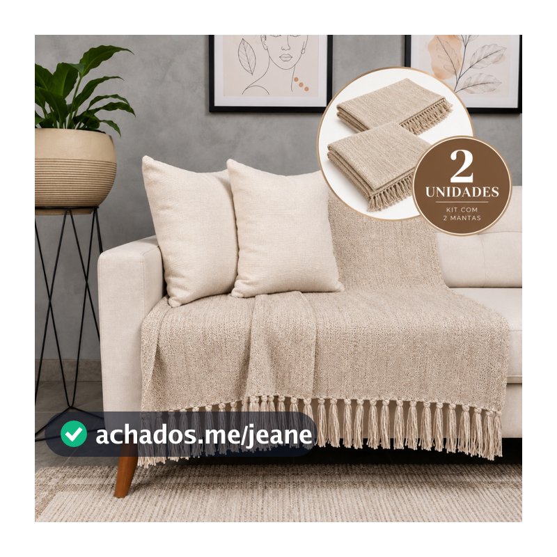 Kit 2 Manta Para Sofá e Cama Gigante 2,40m x 180m 100% Algodão Premium Luxuosa Capa Protetora e Decorativa