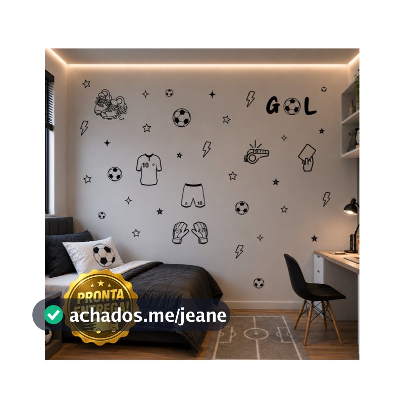 ⚽🥅 Adesivo de Parede Infantil Futebol | Kit Completo Bola, Chuteira, GOL e Estrelas ⭐