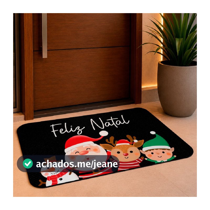 Tapete Avulso Natalino para Porta Entrada ANTIDERRAPANTE EMBORRACHADO Natal Noel e Amigos