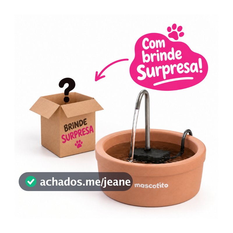 Fonte Cerâmica Cães E Gatos Mascotito 1,2 Litros + Surpresa