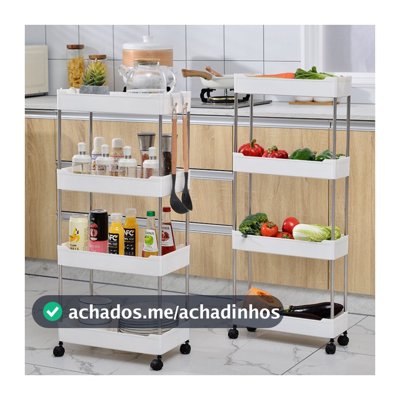 Organizador Móvel de 4 Níveis Multifuncional Com Rodinhas
