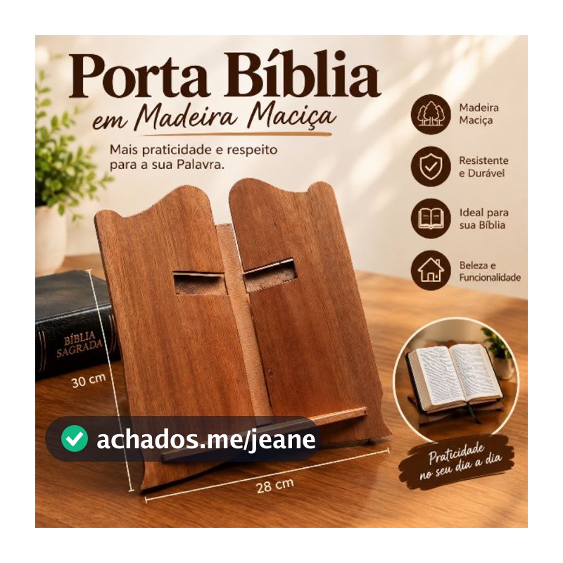 Porta Bíblia de Madeira Maciça - Aparador de livros para oratório