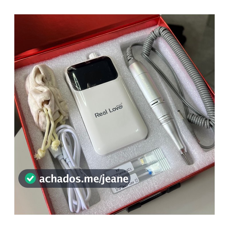 Lixadeira/Motor Portátil Para Unhas Real Love Branco 3.0 + 2 Brocas