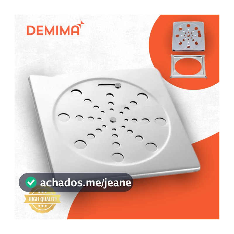 Ralo Tampa Grelha 15x15 Inox Quadrado Abre e Fecha Rotativo Anti Odor Banheiro Lavabo Cozinha Box Piso Demima