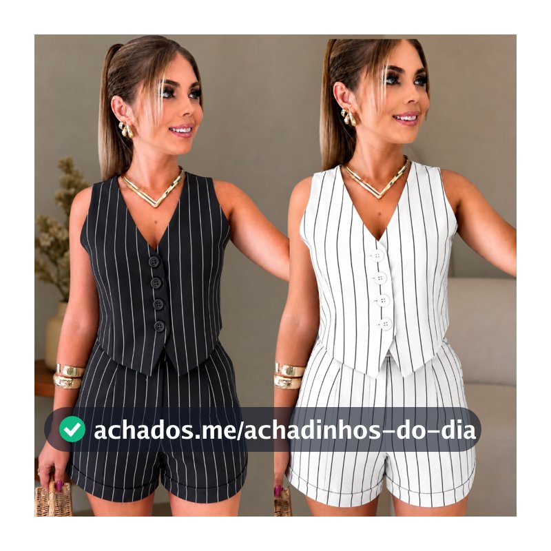 NOVA TENDENCIA ,CONJUNTO FEMININO COLETE +SHORTS, SOCIAL MODA VERÃO 2026