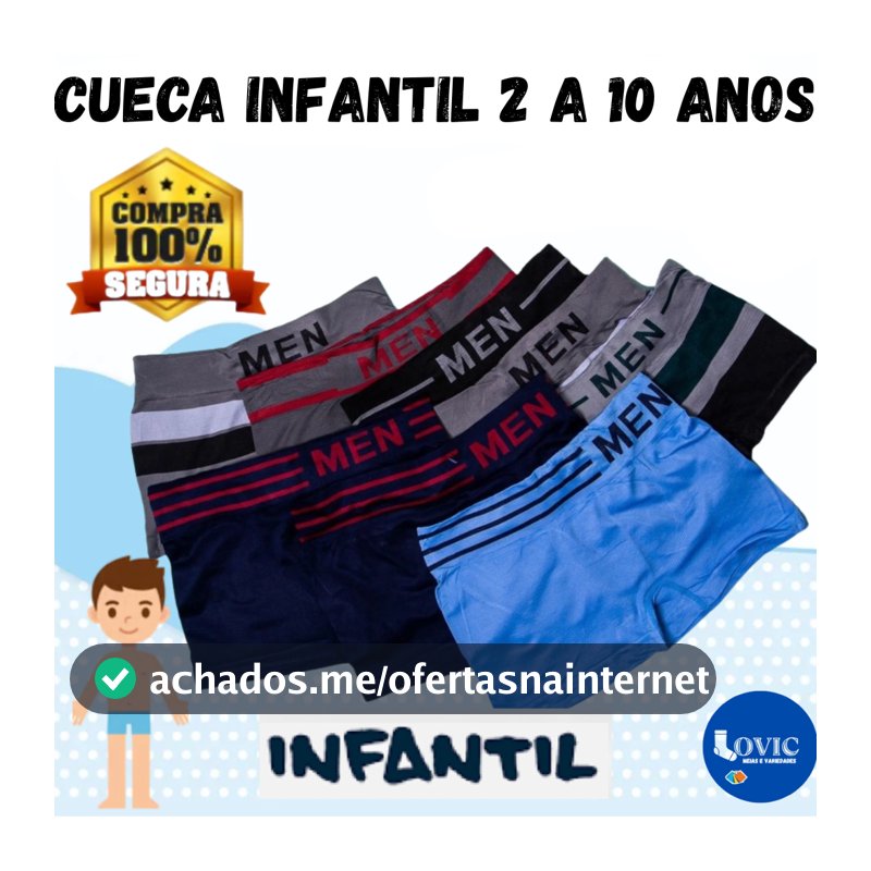 Kit 10 ou 5 Cuecas Box Boxer Microfibra Infantil Juvenil MEN Boy Criança Bebê Masculino
