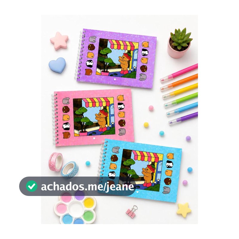 Kit 3 Livros de Colorir Cute Kawaii Espiral Infantil