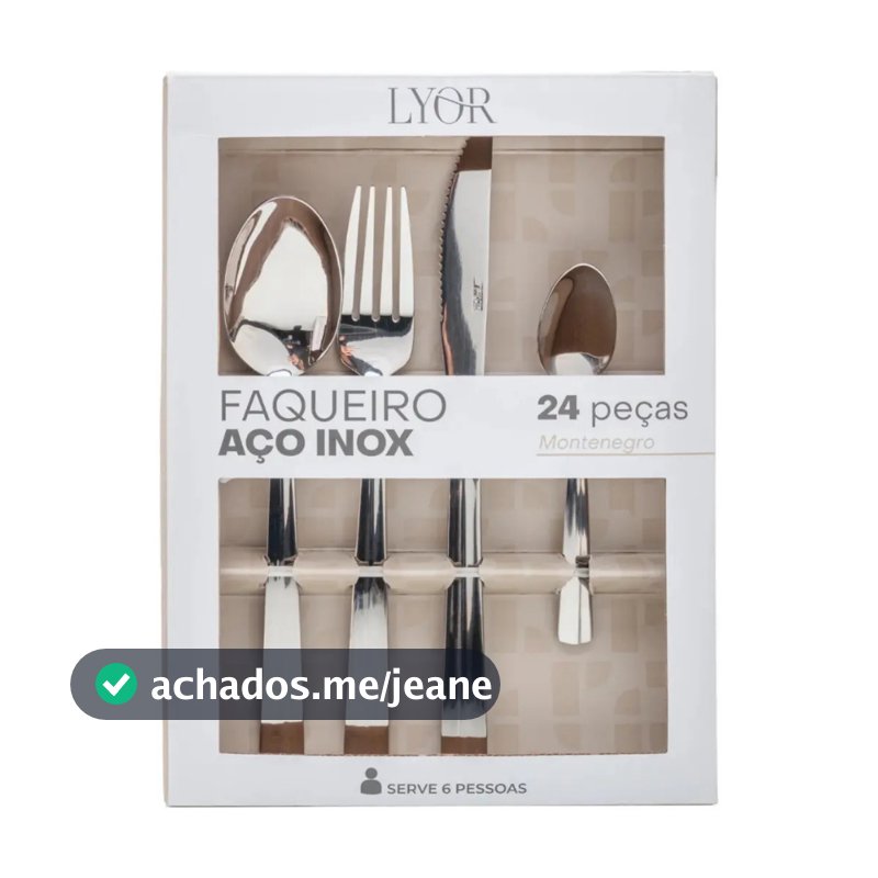 Faqueiro Dourado 24 Peças Aço Inox Luxo Premium Jogo Talheres Lyor Inoxidável Resistente