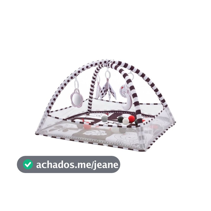 Tapete de Atividades Para Bebê Ginásio Sensorial Piscina de Bolinha Preto e Branco Maxi Baby
