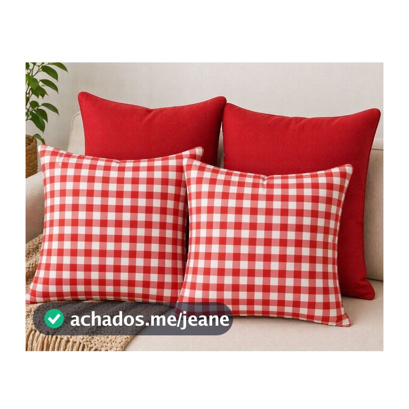 kit 4 capas Almofada Xadrez Vermelho – Elegância e Conforto para sua Casa