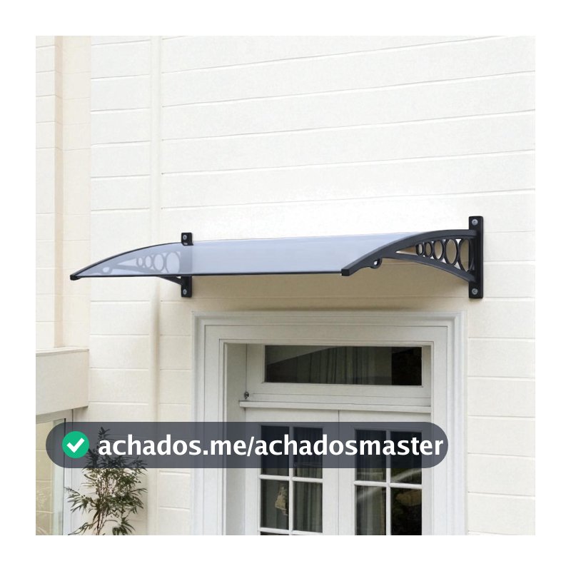 Toldo Policarbonato Slim 100cm x 50cm Cobertura Contra Chuva P/ Janelas Portas Resistente a Raios UV