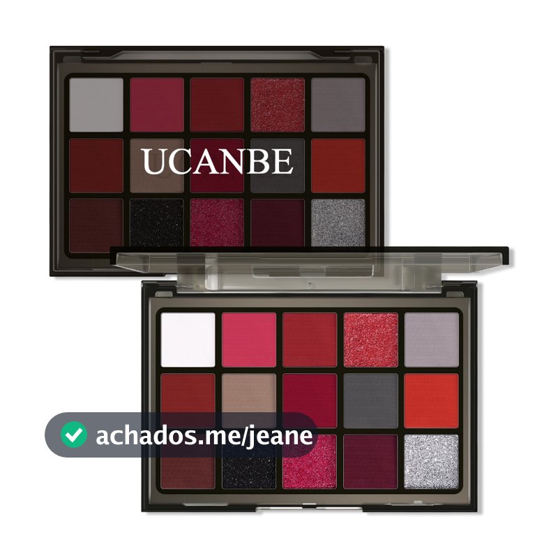 UCANBE Paleta De Maquiagem De Sombra Vermelha , 15 Cores Cinza Burgunry Silver Shimmer Matte Glitter Metallic Eye Shadow , Kit Pigmentada Para Festas De Halloween Christmas Joker Va