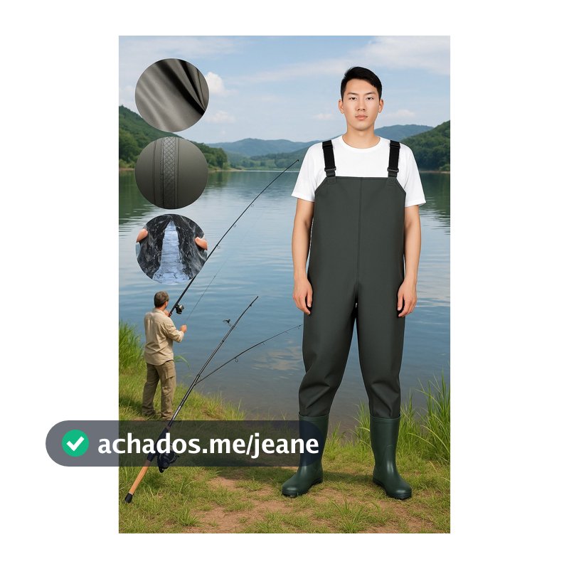 Macacão Pescador Impermeável 1,25m x 58cm Bota Embutida | PVC Resistente | Pesca e Limpeza DKL