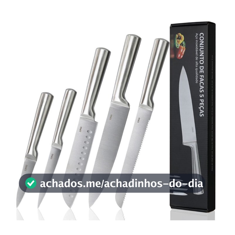 LUMAI Jogo de Facas de Cozinha Grandes Zurich Aço Inox - Tratamento Térmico da Lamina Dureza 52 HRC