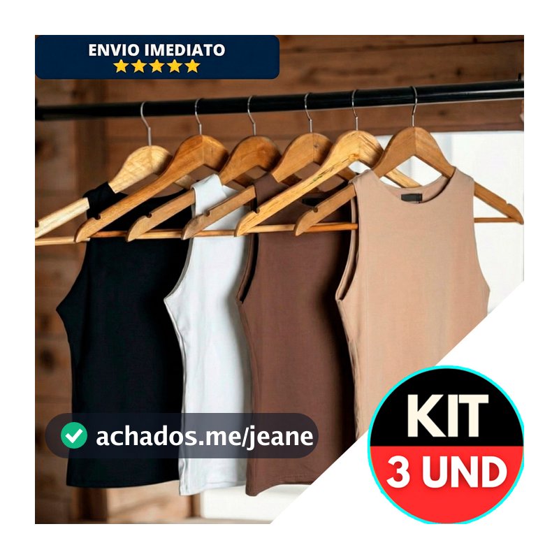 KIT 3 Regata Blusinha Feminina Suplex Duplo Básica Elegante Moda Blogeira Tendencia Gringa Dia a Dia