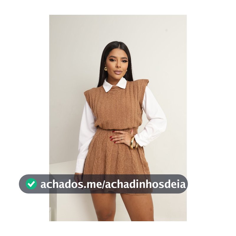 Conjunto Tricot Feminino Inverno Colete e Saia Plissada | Conjunto Trico Moda Feminina Inverno