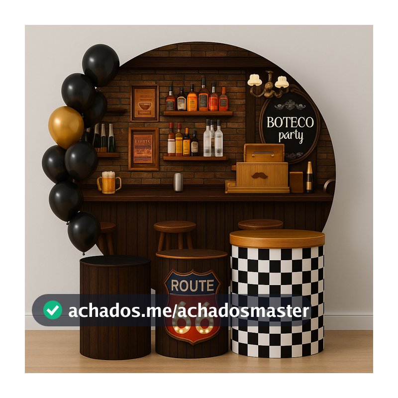 Trio Capas de Cilindros + Painel Veste Fácil Tema Boteco – Decoração Tema Festa | Aniversários