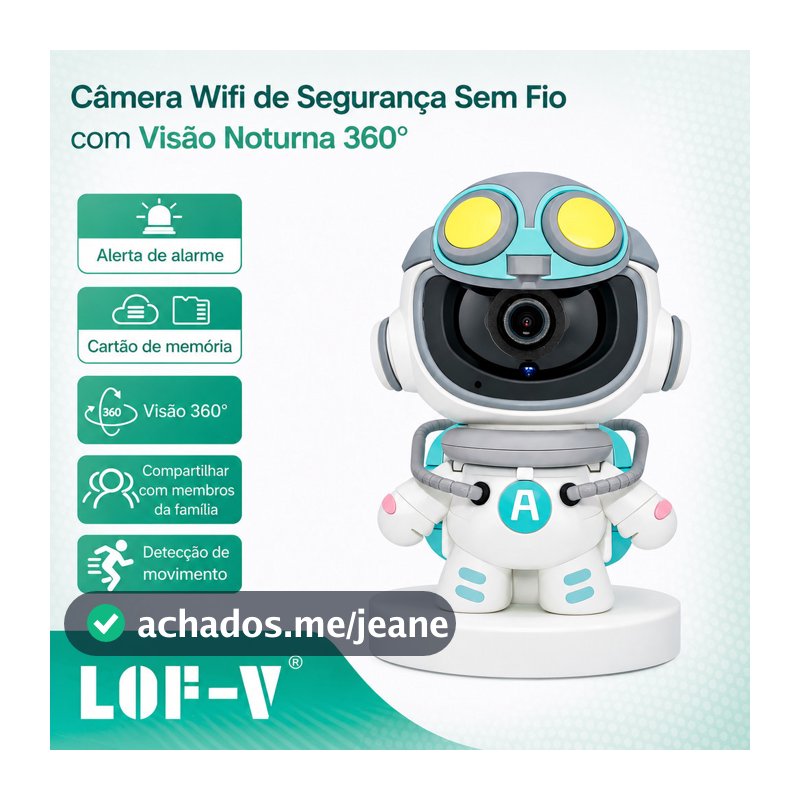 Baba Eletronica Astronauta Visao Noturna rotacao 360 Câmera Astronauta 360° Wi-Fi Full HD LOF-V 2.4G