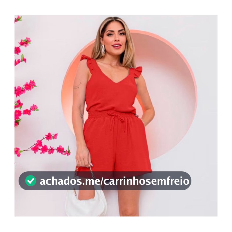 Conjunto Feminino Leve Regata e Short com Babado