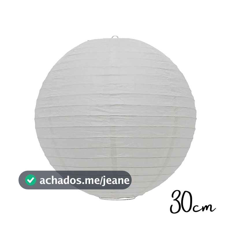 Luminária Oriental Japonesa Lanterna Balão Tyotin Decoração Papel 30 cm Branca