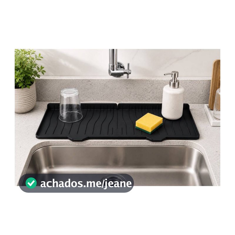 Tapete Silicone Protetor De Respingos Para Torneira Parede Escorredor De Água e Esponja Premium