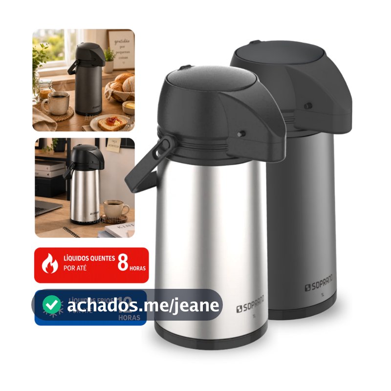 Garrafa Térmica de Café Chá Single Inox 1 Litro Conserva Quente Frio Soprano Antivazamento 1L