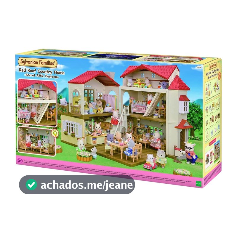 SYLVANIAN FAMILIES CASA TELHADO VERMELHO COM LUZ SOTAO SECRETO EPOCH