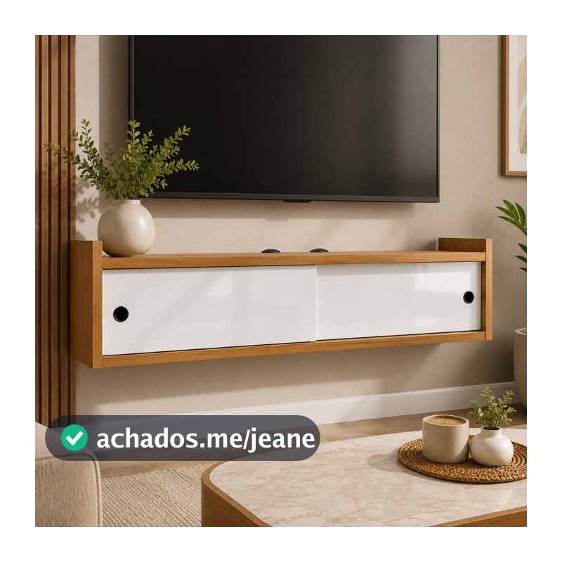 Rack Pequeno Suspenso Para TV Até 32 Polegadas 90cm Modelo Filó Luxo