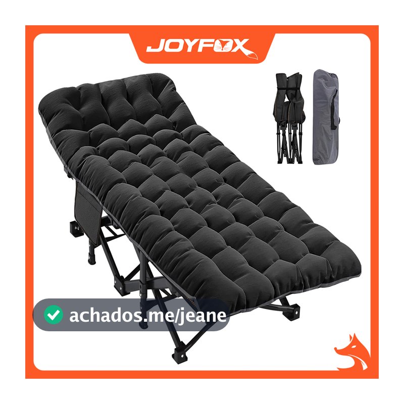 Cama Espreguiçadeira Dobrável Camping com Colchão Removível Oxford Suporta até 150kg JOYFOX