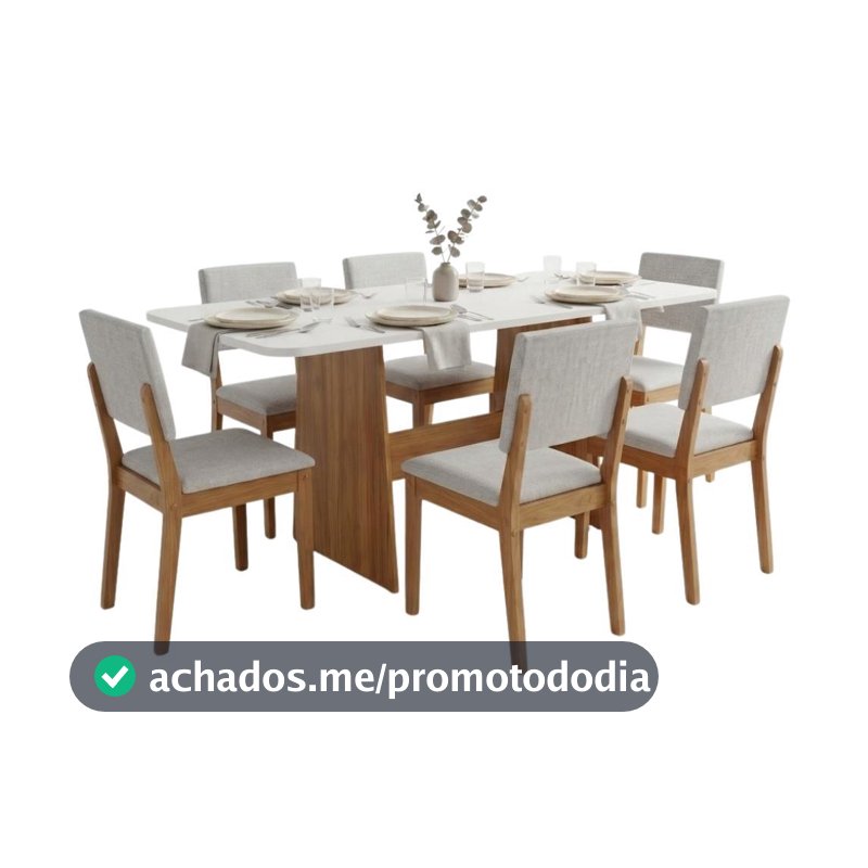 Conjunto Sala de Jantar Mesa 1,60m Maira 6 Cadeiras Linda