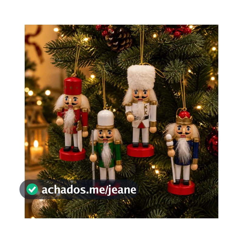 Kit 4 Bonecos  Soldados Quebra Nozes 10cm Madeira Enfeites Natal