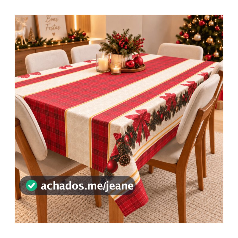 Toalha de Mesa de Natal Térmica PVC Plástica 4, 6 e 8 Lugares Impermeável