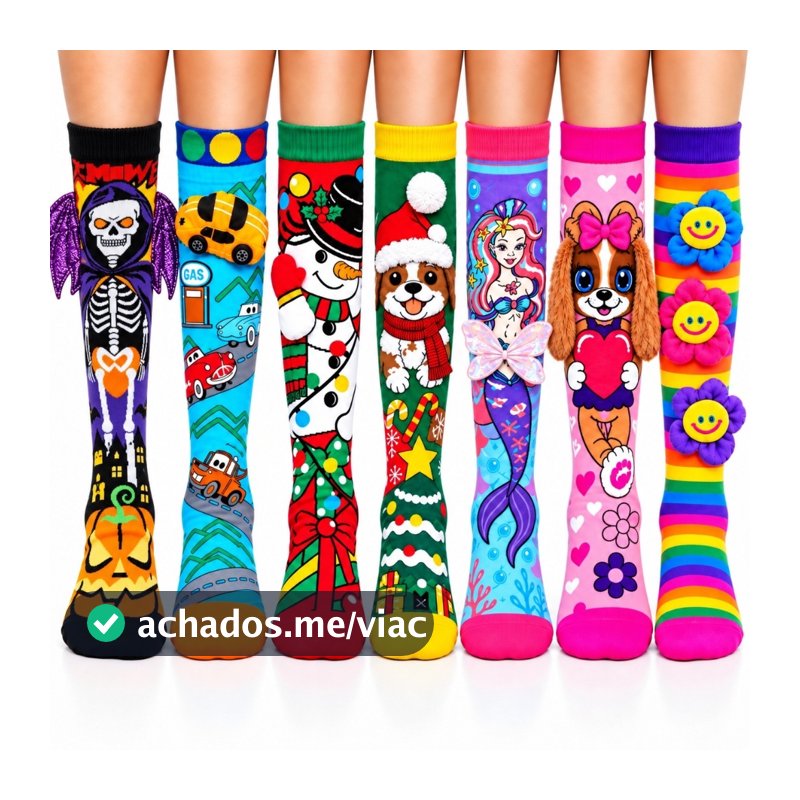 Meias Malucas 3D  Presente Para Crianças - Divertidas -Halloween -Natalinas-De Alta Qualidade-Festa